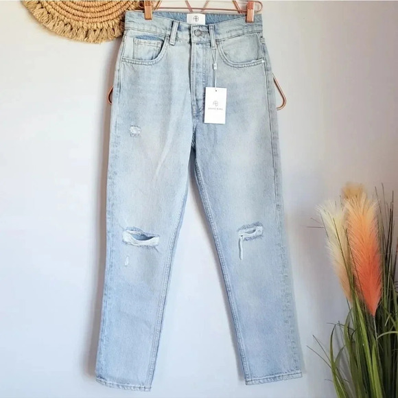 Anine Bing, New, Sonya High Rise Ankle Slim Destructed Classic Jeans, Size 25 - Picture 2 of 12